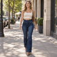 Jeans évasés taille haute élastique pour femme