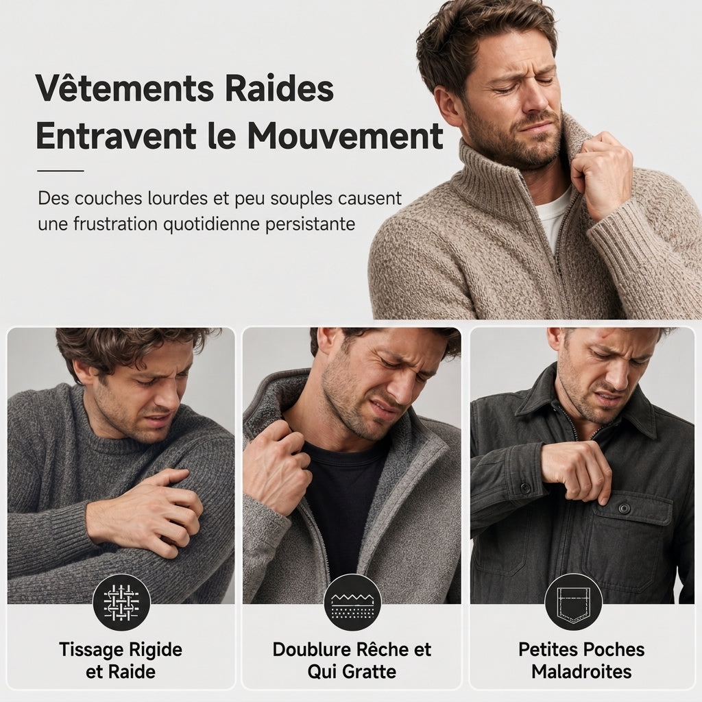 Manteau à capuche zippé en peluche à carreaux pour hommes avec deux poches poitrine à rabat