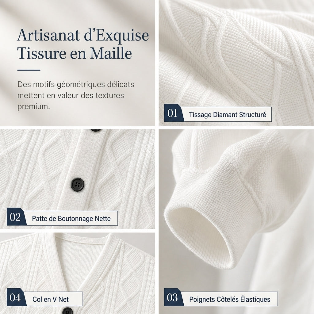 Cardigan en maille jacquard ample pour homme