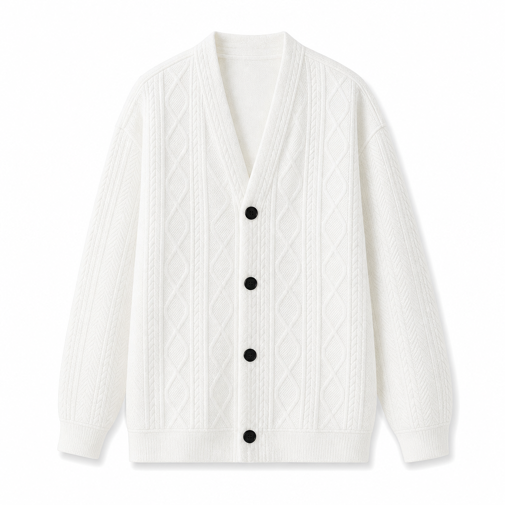 Cardigan en maille jacquard ample pour homme