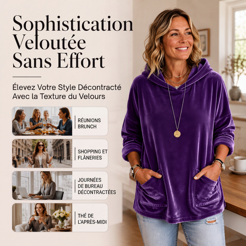 Sweat à capuche en velours pour femme