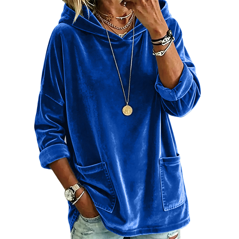 Sweat à capuche en velours pour femme