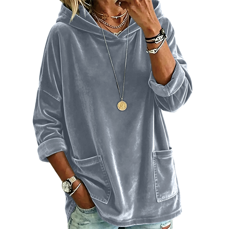 Sweat à capuche en velours pour femme
