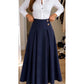 Jupe longue évasée taille haute et plissée pour femme