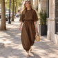Ensemble haut texturé à manches chauve-souris et pantalon lanterne pour femme