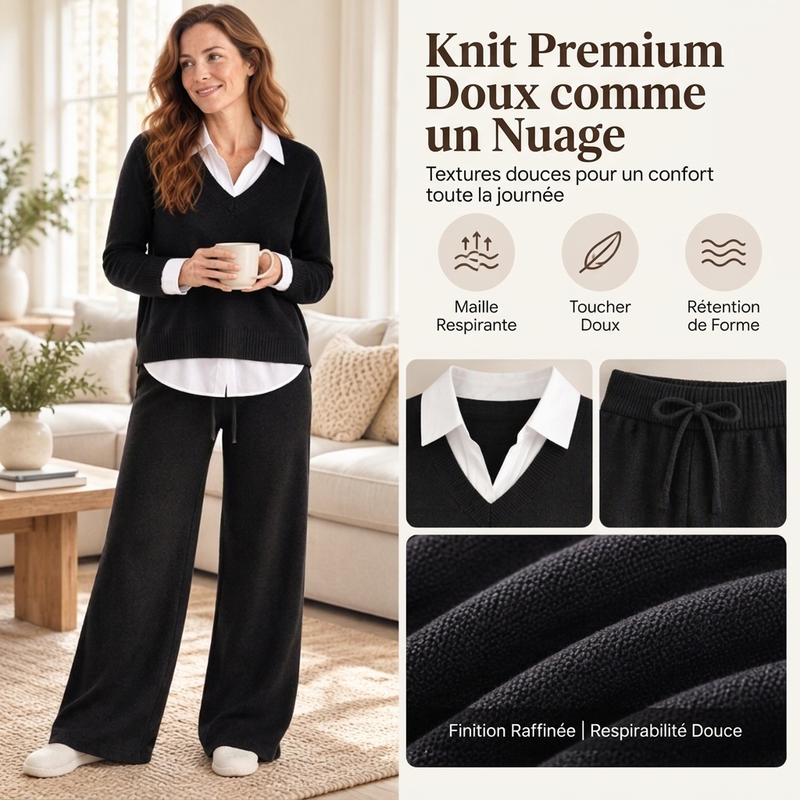 ✨ Ensemble 3 pièces en tricot décontracté et confortable pour femme : facile à porter au quotidien 🧶