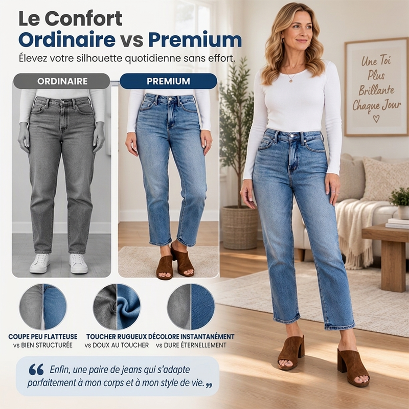 ✨ Jeans femme taille haute, coupe courte et droite : facile à porter au quotidien 👖