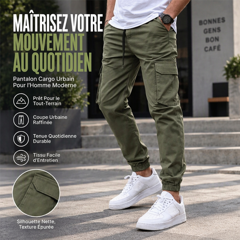 Pantalon cargo décontracté d'extérieur pour hommes avec cordon de serrage