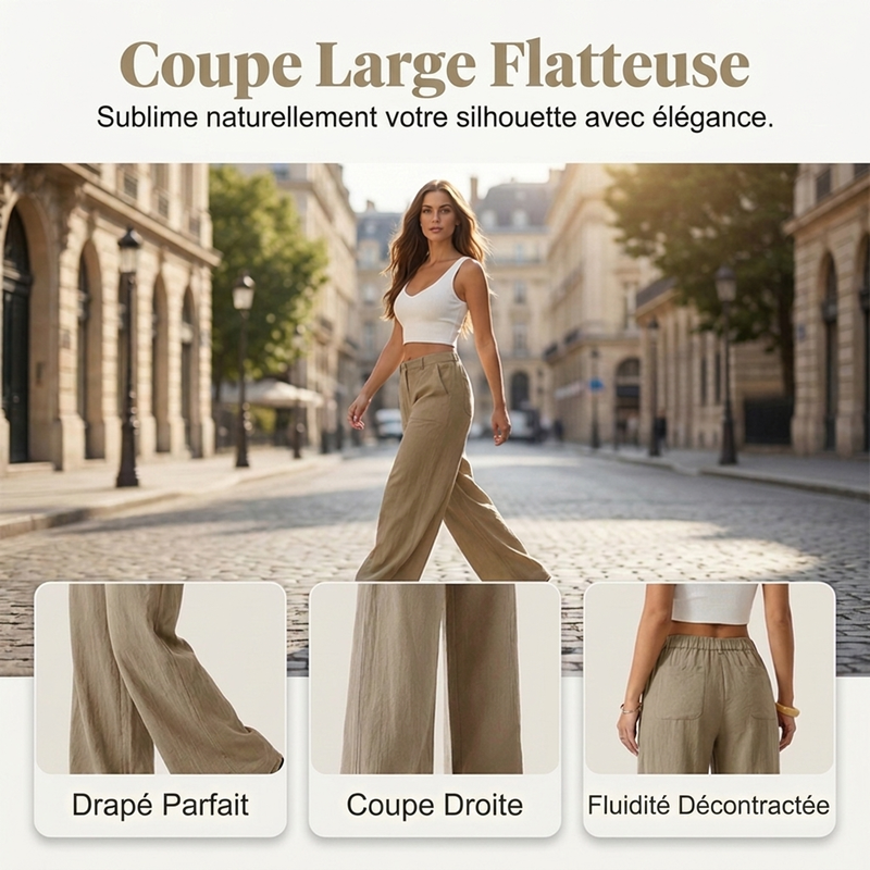Pantalon décontracté à larges jambes pour femmes