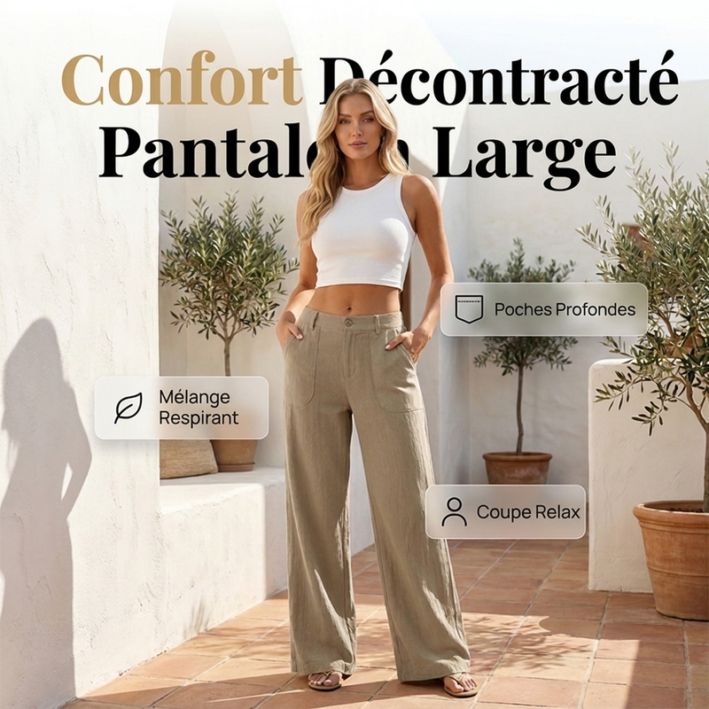 Pantalon décontracté à larges jambes pour femmes