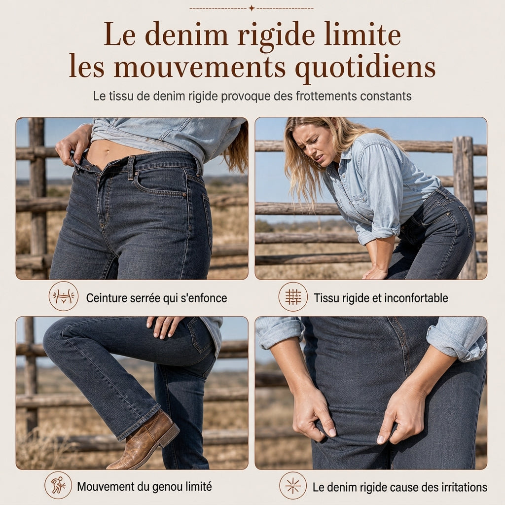Jeans en denim étirables à jambe droite classique pour femmes
