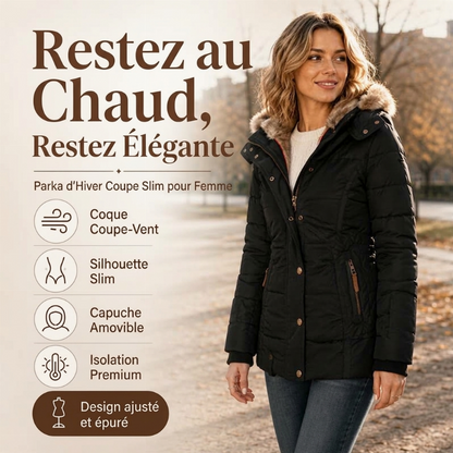 Veste matelassée à capuche pour femme, coupe ajustée