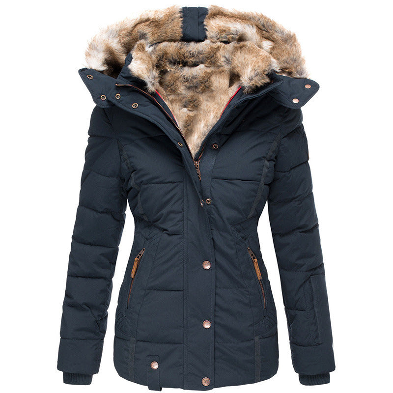 Veste matelassée à capuche pour femme, coupe ajustée