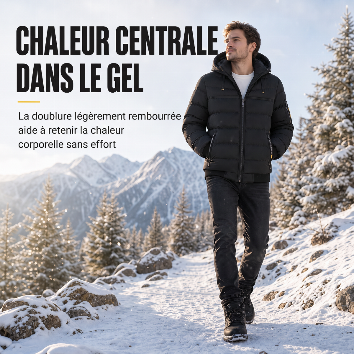 Manteau court matelassé d'hiver décontracté pour homme, chaud et isolé