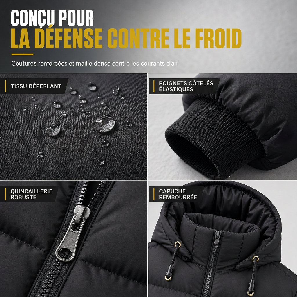 Manteau court matelassé d'hiver décontracté pour homme, chaud et isolé