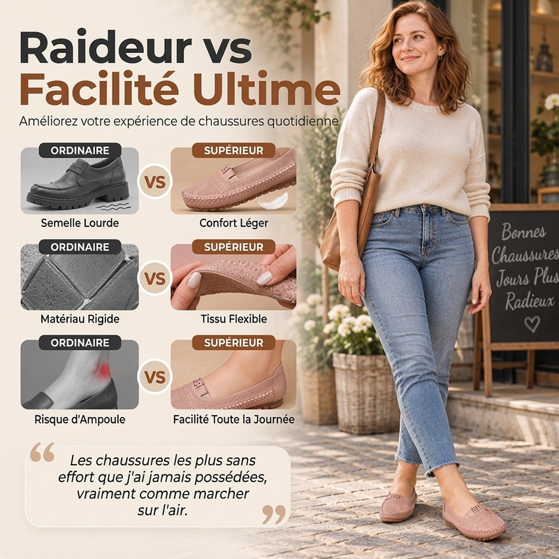 Chaussures plates femme à enfiler, respirantes