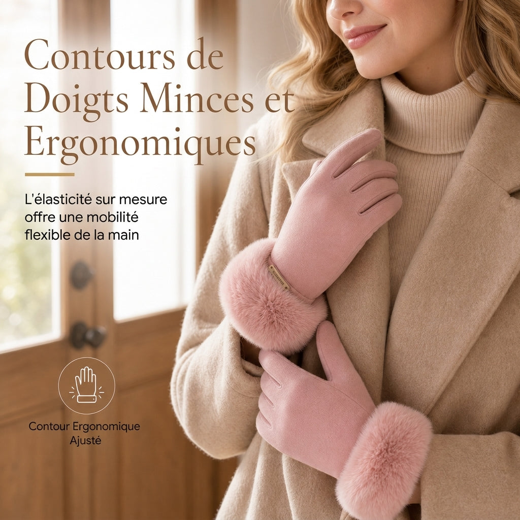 Gants thermiques d'hiver pour femmes compatibles avec écran tactile, coupe-vent et chauds pour le cyclisme et la conduite en extérieur