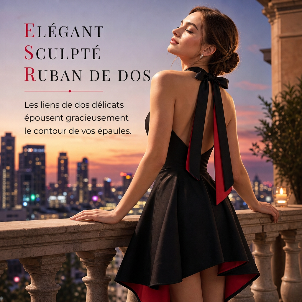 Robe de soirée femme élégante, robe à blocs de couleur noire, coupe ajustée, taille cintrée