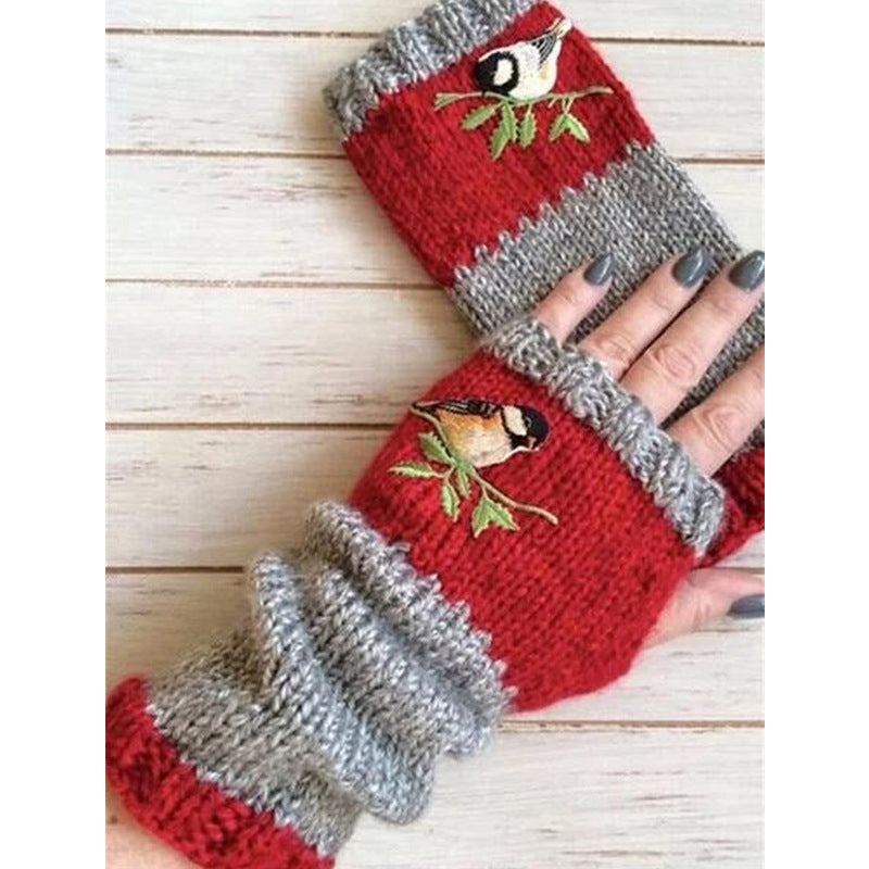 Gants tricotés demi-doigts chauds d'hiver