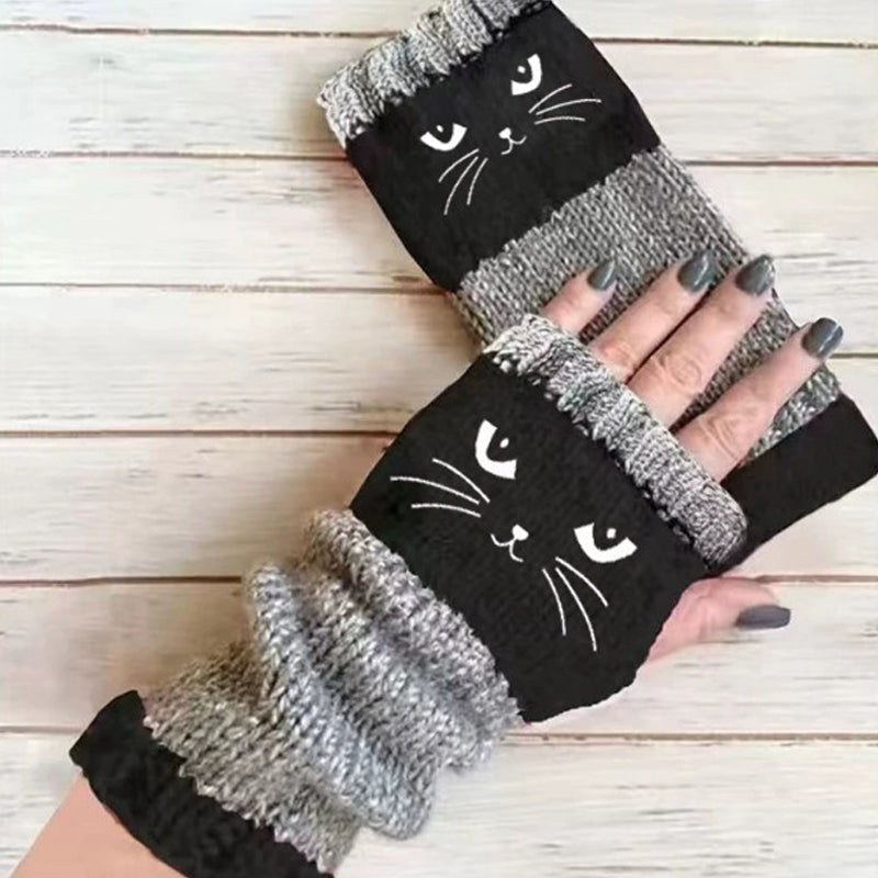 Gants tricotés demi-doigts chauds d'hiver