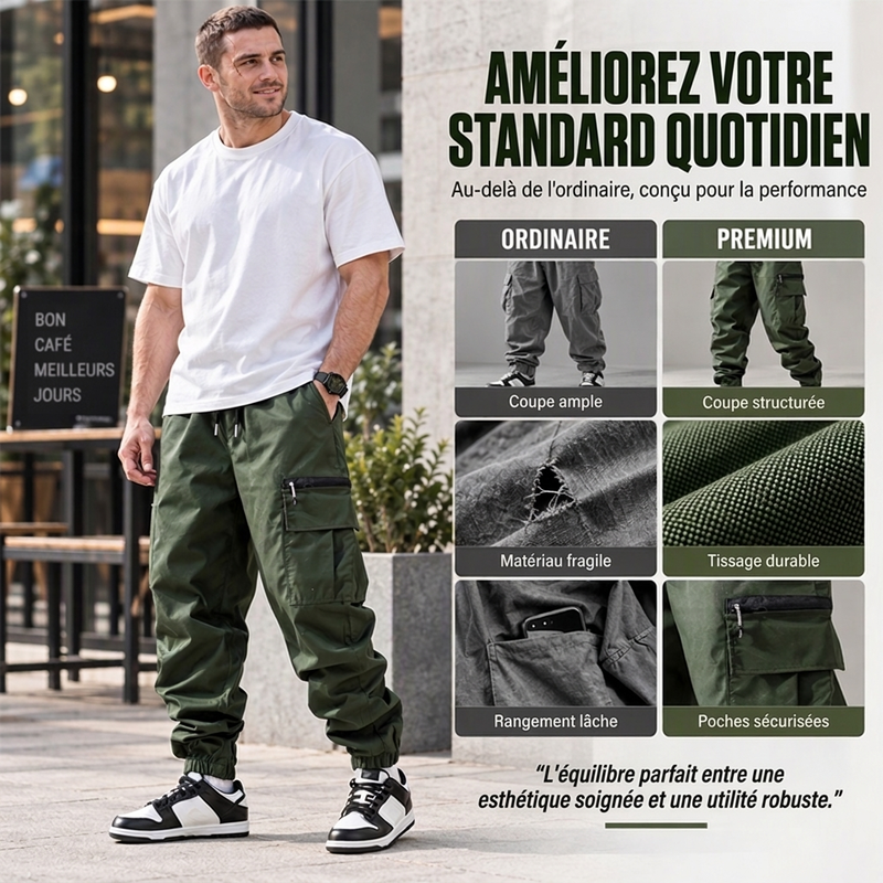 Pantalon cargo décontracté à plusieurs poches pour homme