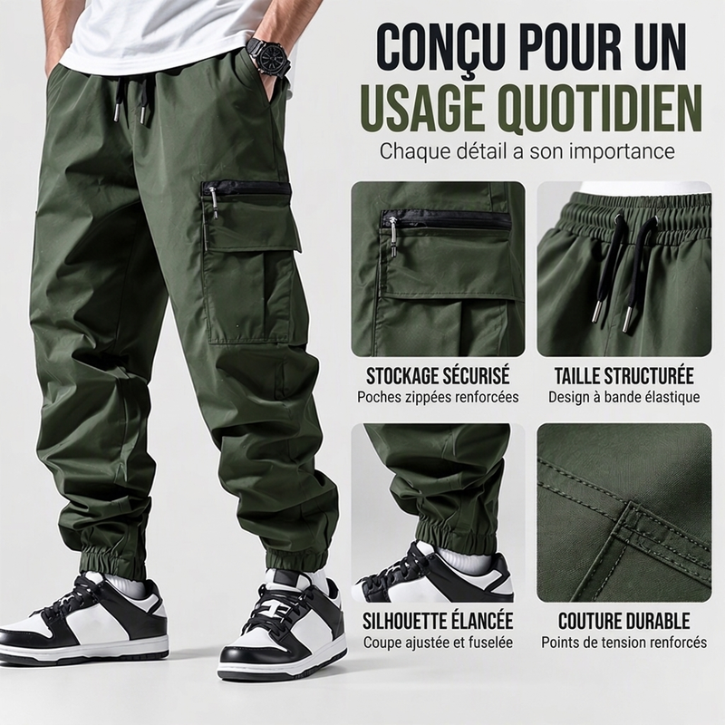 Pantalon cargo décontracté à plusieurs poches pour homme