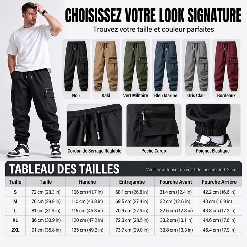 Pantalon cargo décontracté à plusieurs poches pour homme
