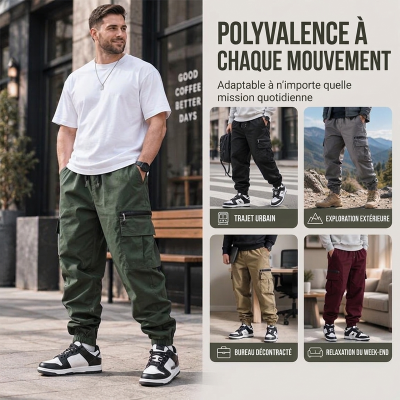 Pantalon cargo décontracté à plusieurs poches pour homme