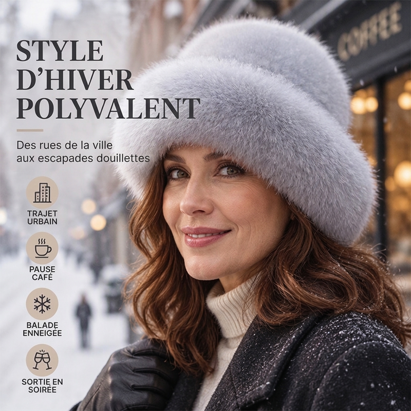 Chapeau chaud élégant en fausse fourrure pour femme