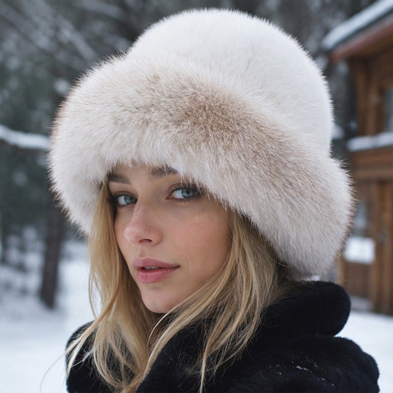 Chapeau chaud élégant en fausse fourrure pour femme