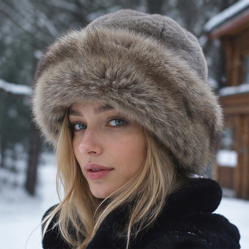 Chapeau chaud élégant en fausse fourrure pour femme