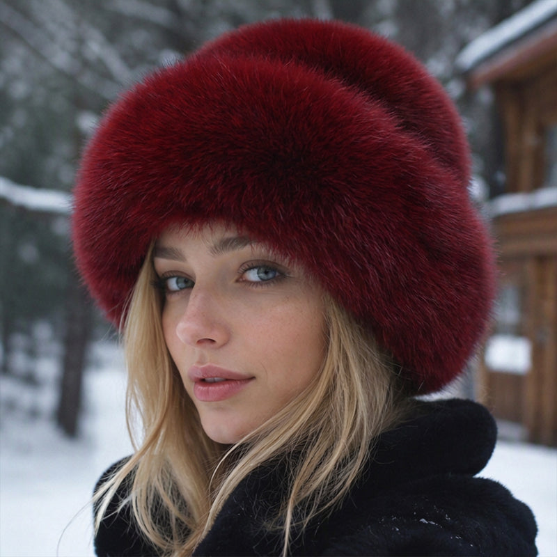 Chapeau chaud élégant en fausse fourrure pour femme