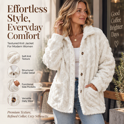 Veste décontractée en peluche pour femme avec boutonnage