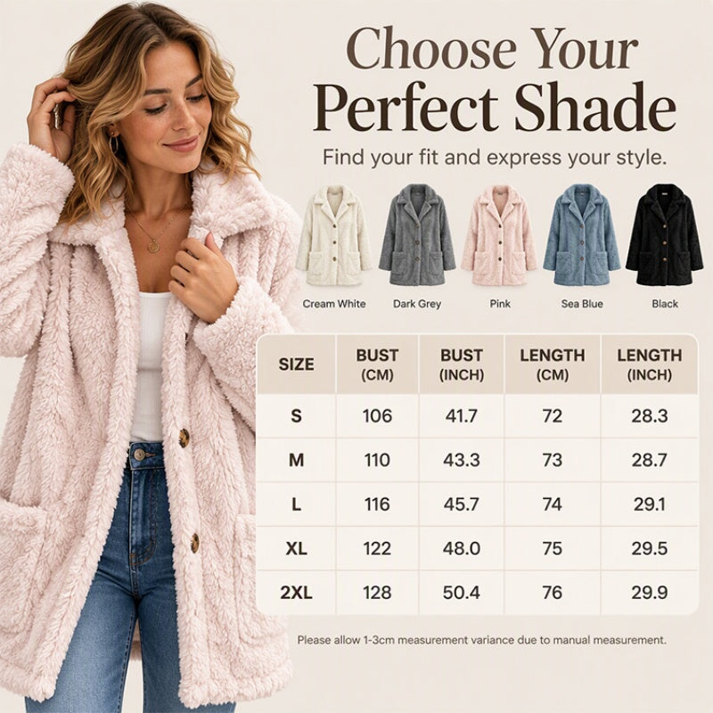 Veste décontractée en peluche pour femme avec boutonnage