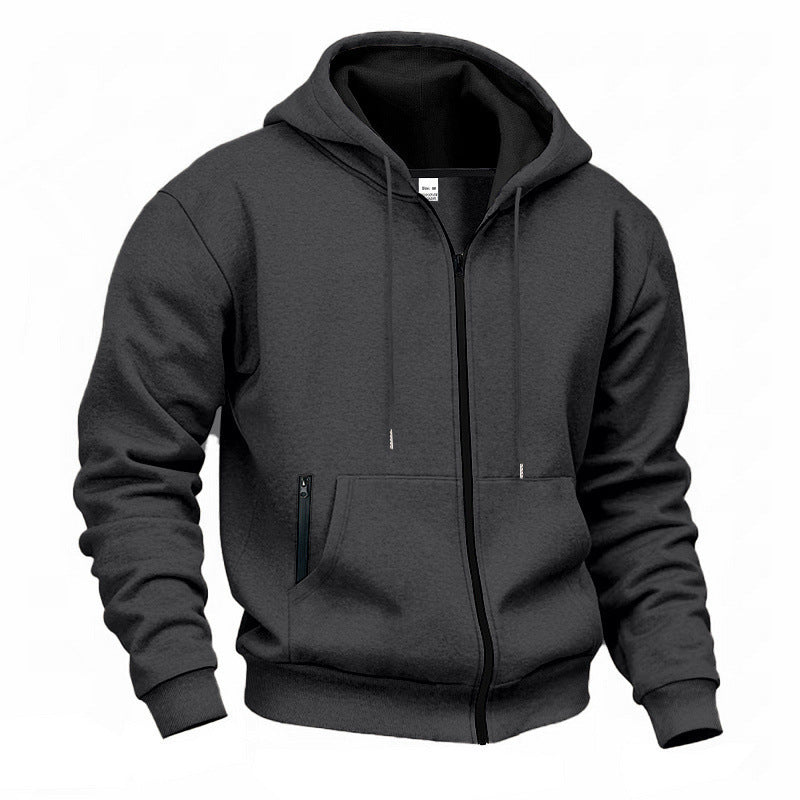 Pull à capuche zippé intégral pour homme, doublure chaude