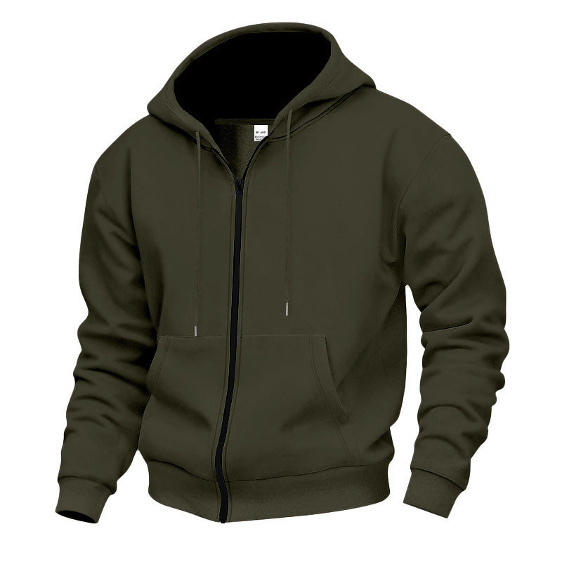 Pull à capuche zippé intégral pour homme, doublure chaude