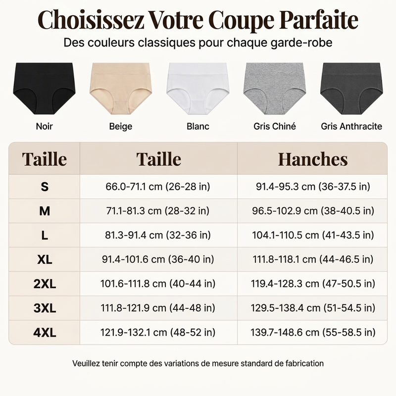 🌸 Lot de 5 culottes femme Bekväma à taille haute – Gainantes et respirantes