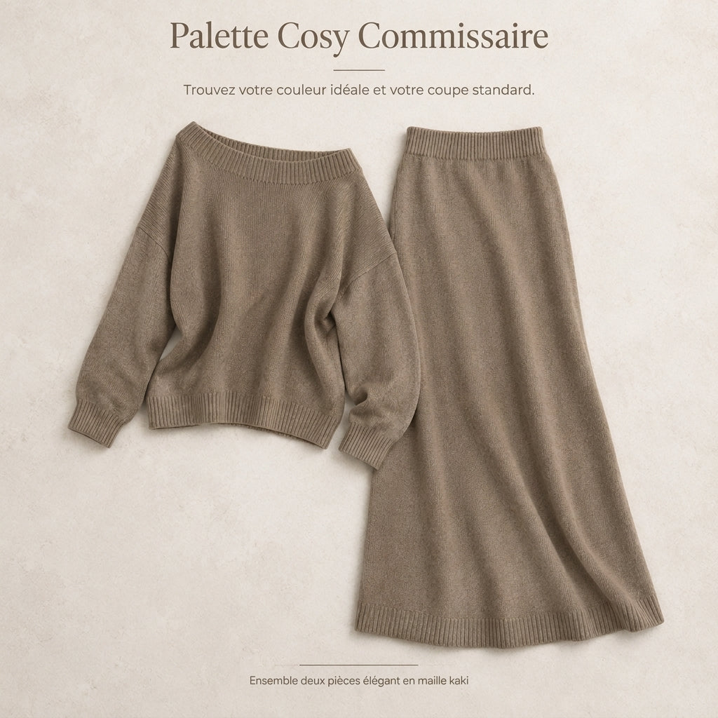 Ensemble deux pièces en maille pour femme, coupe décontractée