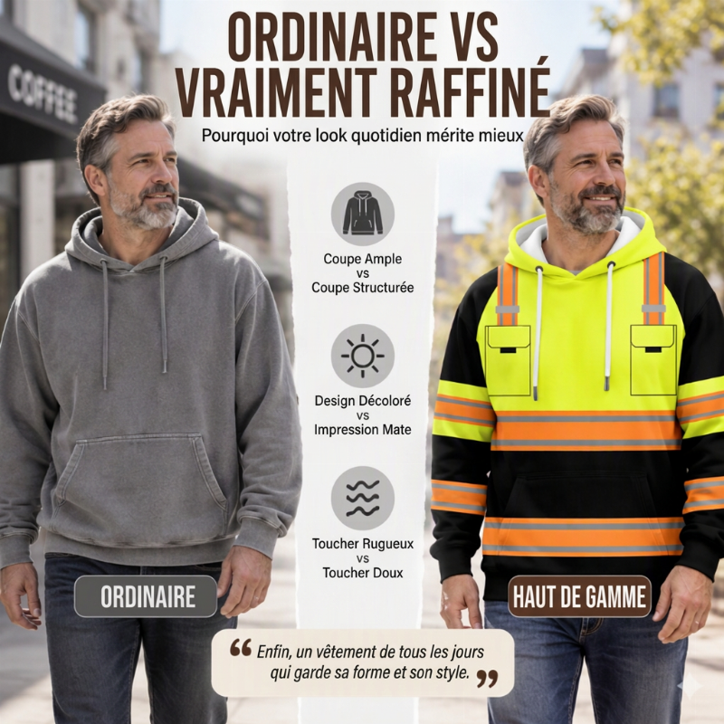 Hoodie à capuche imprimé de style haute visibilité pour hommes