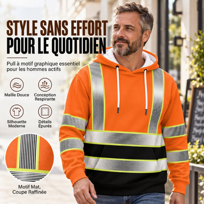 Hoodie à capuche imprimé de style haute visibilité pour hommes