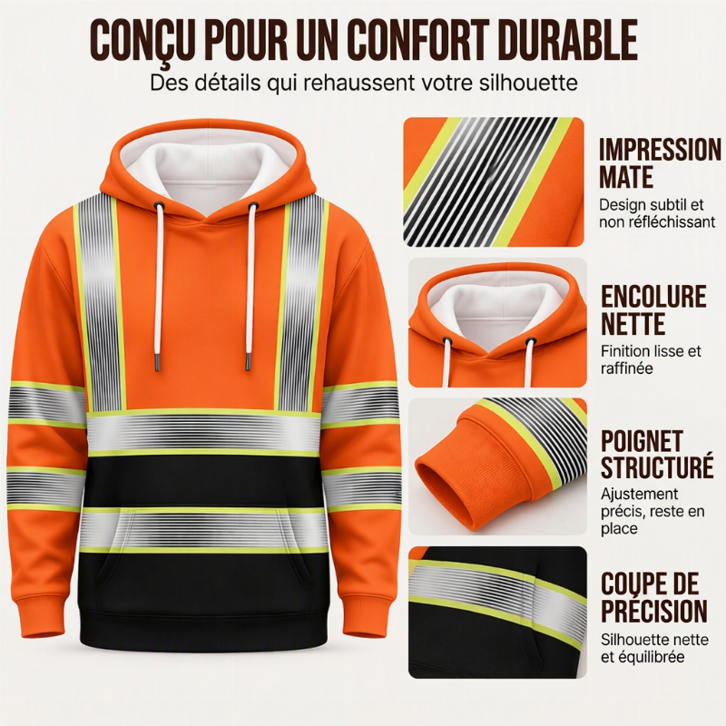 Hoodie à capuche imprimé de style haute visibilité pour hommes
