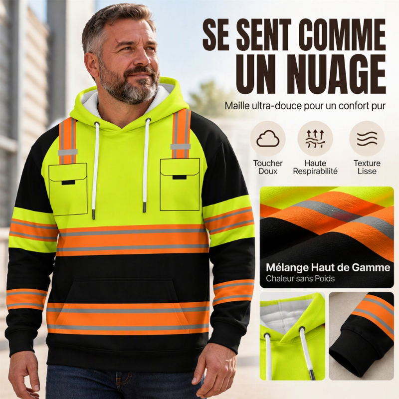 Hoodie à capuche imprimé de style haute visibilité pour hommes