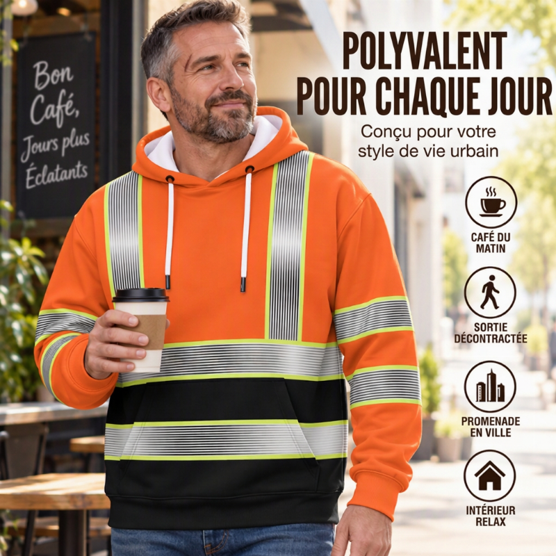 Hoodie à capuche imprimé de style haute visibilité pour hommes