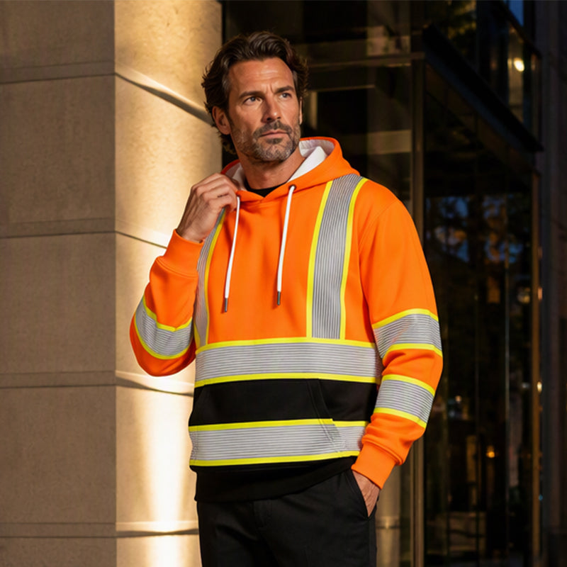Hoodie à capuche imprimé de style haute visibilité pour hommes