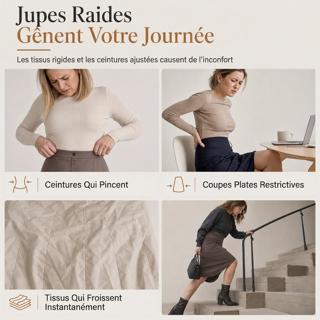 Jupe à carreaux patchwork asymétrique à taille haute pour femmes