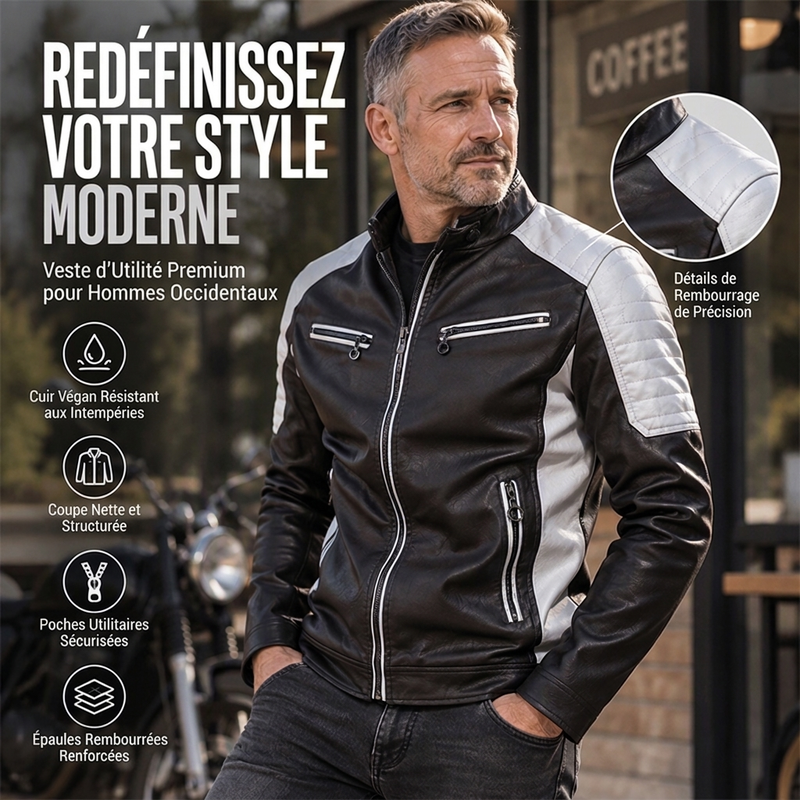 Veste patchée à col montant vintage pour homme