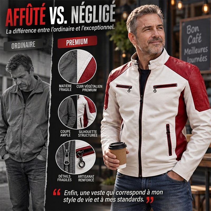 Veste patchée à col montant vintage pour homme