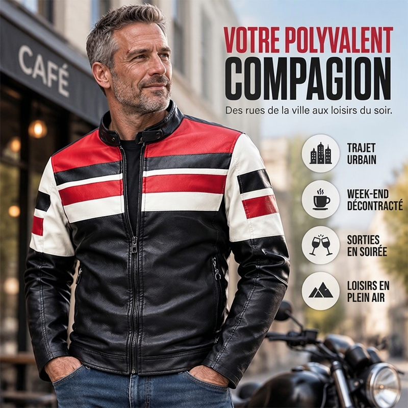 Veste patchée à col montant vintage pour homme