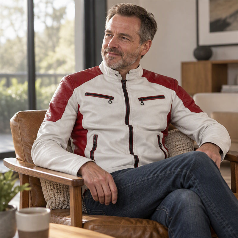 Veste patchée à col montant vintage pour homme