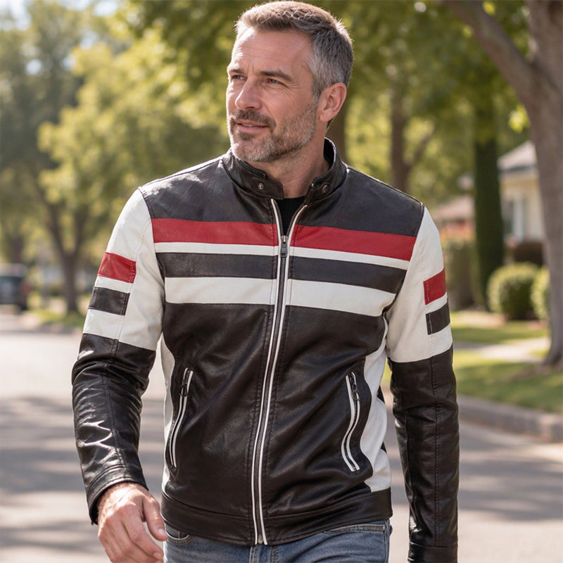 Veste patchée à col montant vintage pour homme